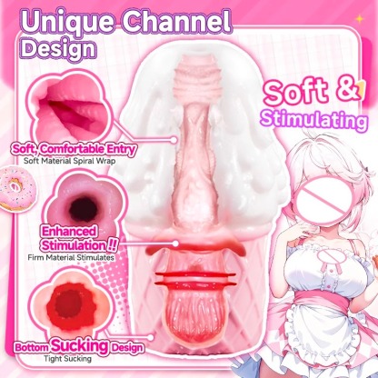 W5217未定价จิ๋มกระป๋อง โคนไอศกรีมเสมือนจริง ความเป็นส่วนตัว ออกแบบ 2 ส่วน วัสดุ TPE