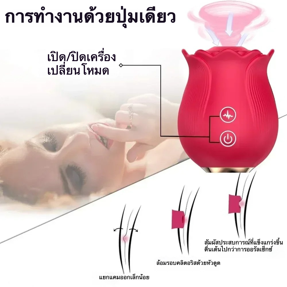 การดูดของเล่น 1 เครื่อง 2 ฟังก์ชัน ระบบดูด 12 ความถี่ ดีไซน์รูปดอกกุหลาบ ควบคุมด้วยปุ่มคู่ เสียงเงียบพิเศษ|AFY-sextoyfunny