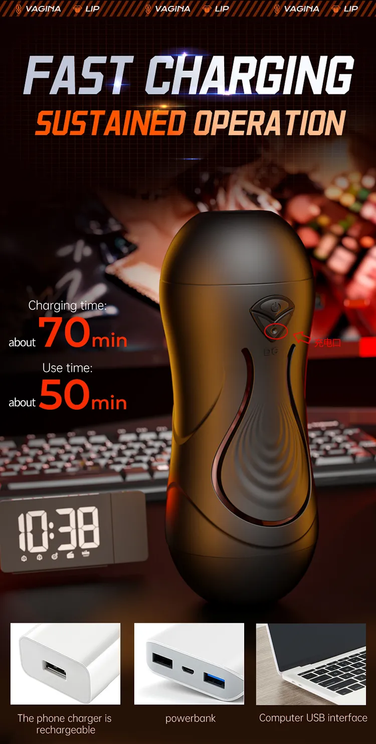 APP Automatic Male Masturbator Dual-Head Vagina & Mouth