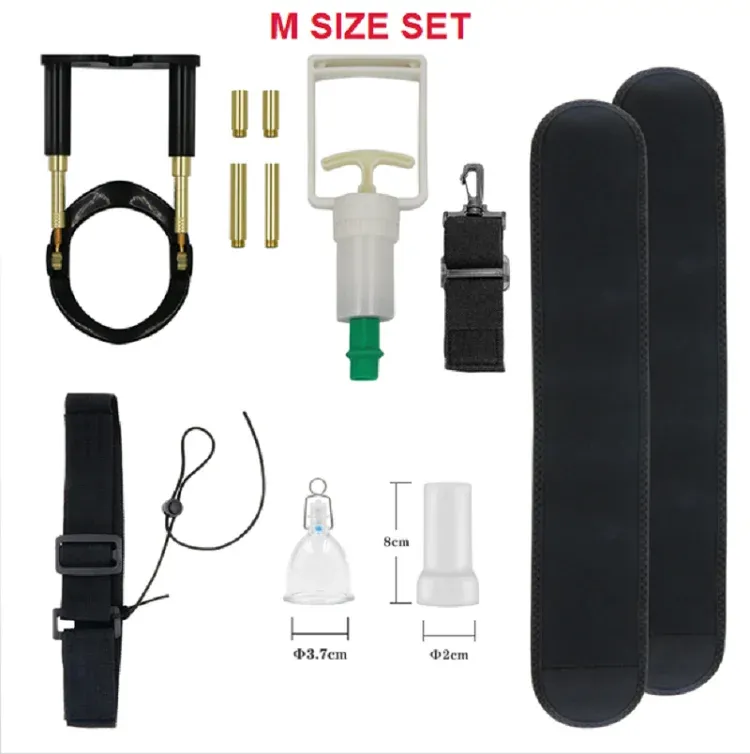 Male 3In1 Adjustable Vacuum Penis Stretcher Set With 3 Sleeves