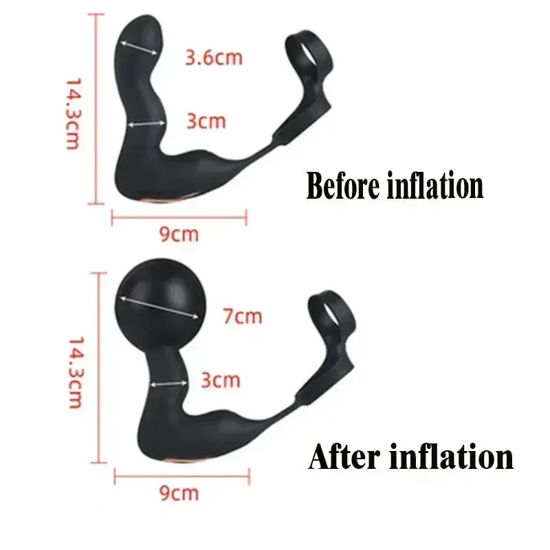 Inflatable Prostate Massager & Butt Vibrator Dual Cock Rings