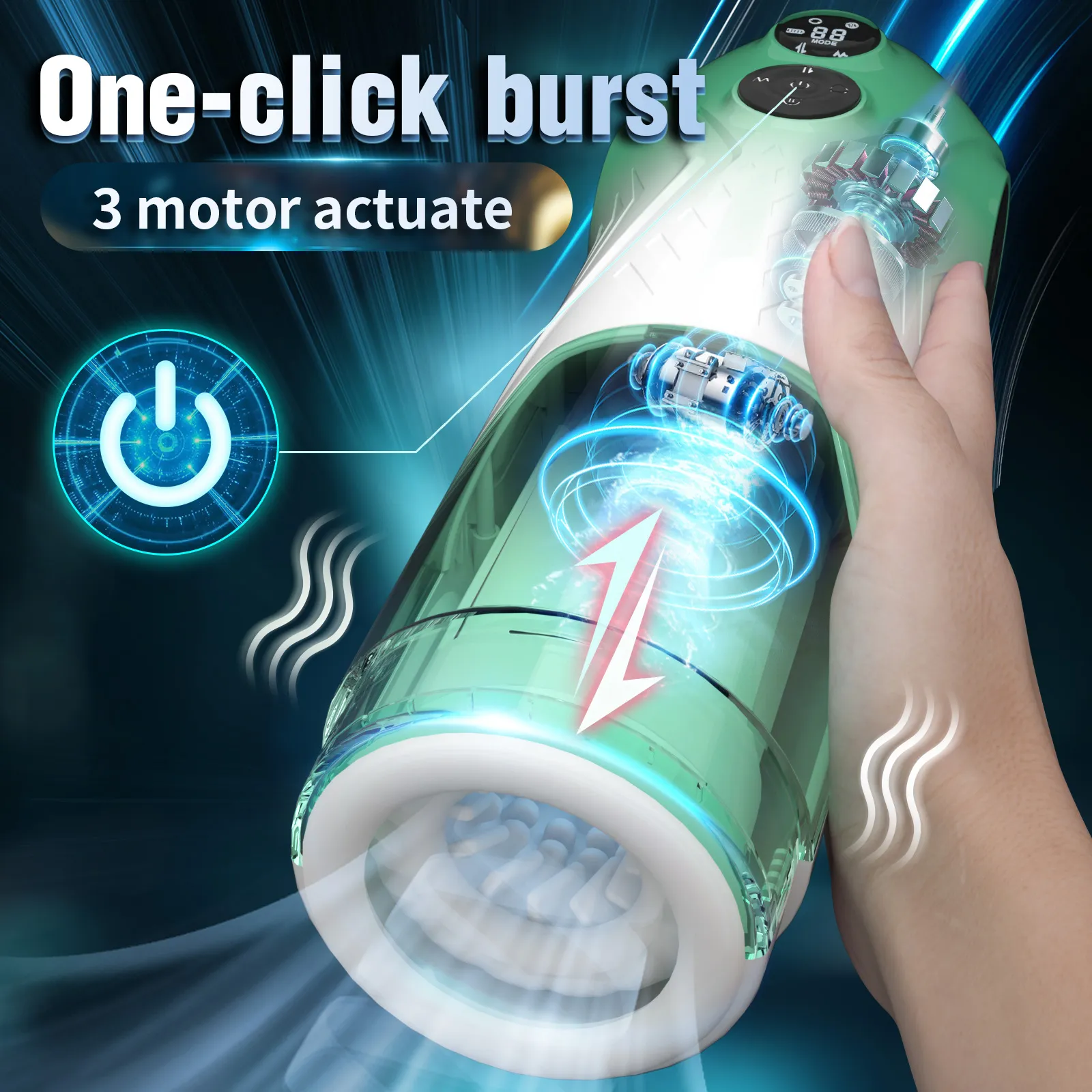 Thrusting Male Masturbator Smart Chip + 3-Engine Drive