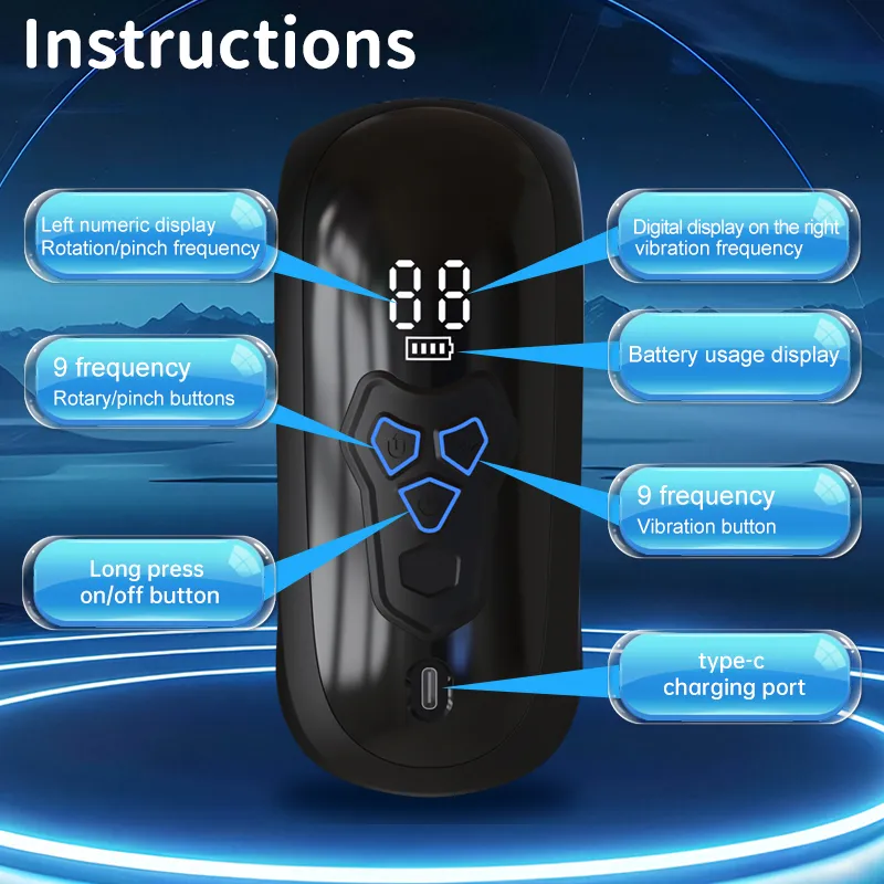 3 Motors Male Masturbator & Glans Trainer Finger Shape