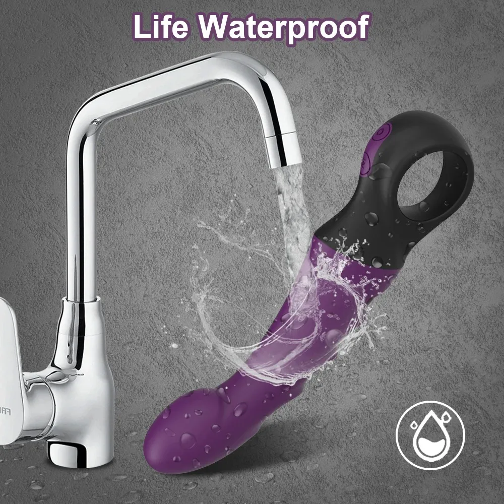 10 Vibration Levels Finger Ring Handle Penis Vibrator