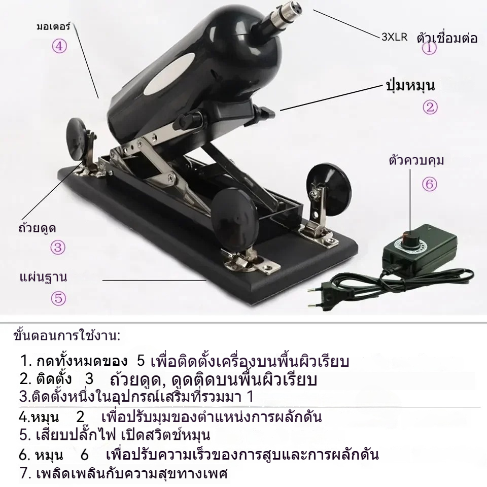 เครื่องสอดใส่พลังสูงอัตโนมัติ มอเตอร์พลังสูง ระบบเปลี่ยนความเร็วแบบต่อเนื่อง ปรับความเร็วได้ ออกแบบปุ่มหมุน 2 ระดับ-sextoyfunny