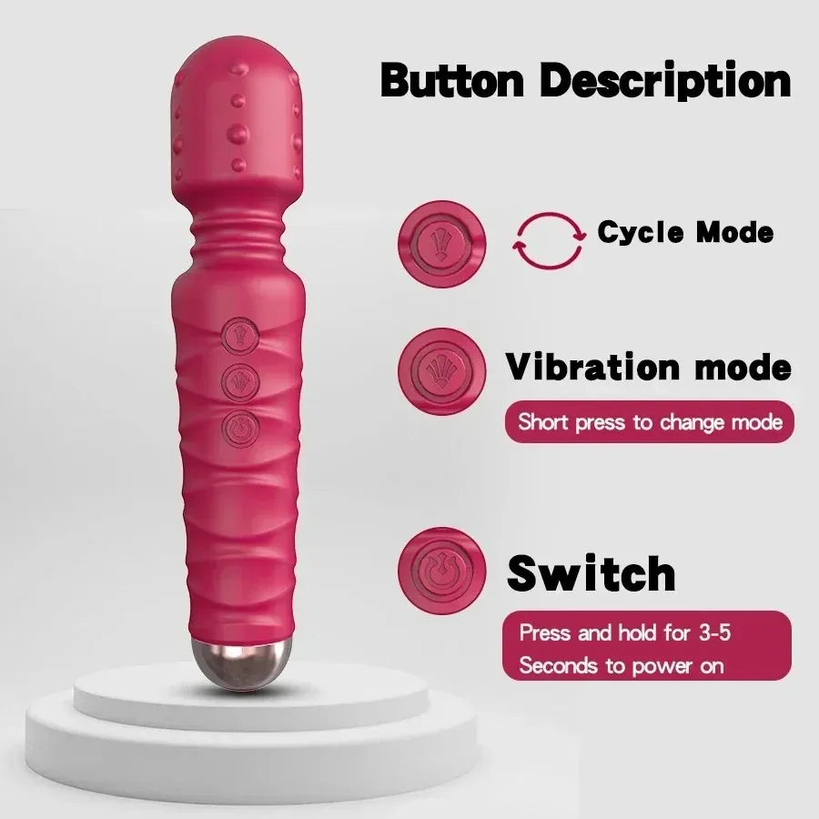 5 Rotation & 10 Vibration Rechargeable Mini Wand Vibrator