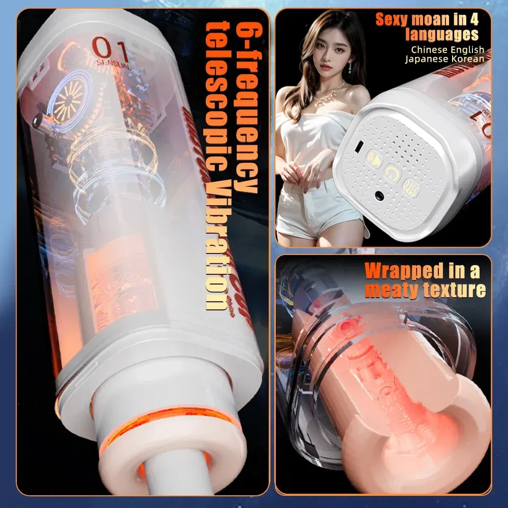 Thrusting & Rotating Male Masturbator Temperature-Controlled