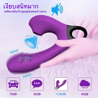 เครื่องนวดหลายฟังก์ชัน เครื่องเดียวสองฟังก์ชัน 10 ระดับสั่นสะเทือน 5 ระดับดูด ดีไซน์ห่วงคล้องนิ้ว รีโมทอินฟราเรด|MengM-sextoyfunny