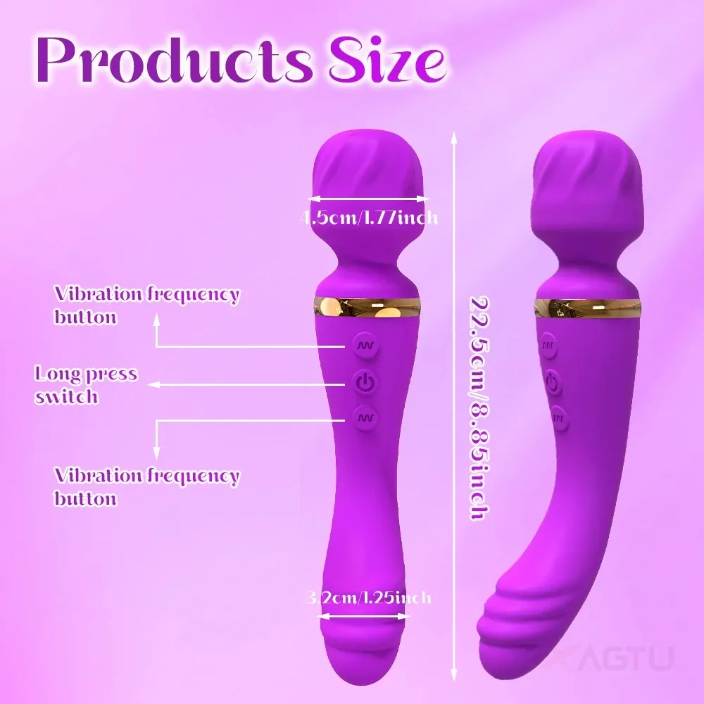 10 Frequencies Dual-Head AV Wand Vibrator 3 Colors Available