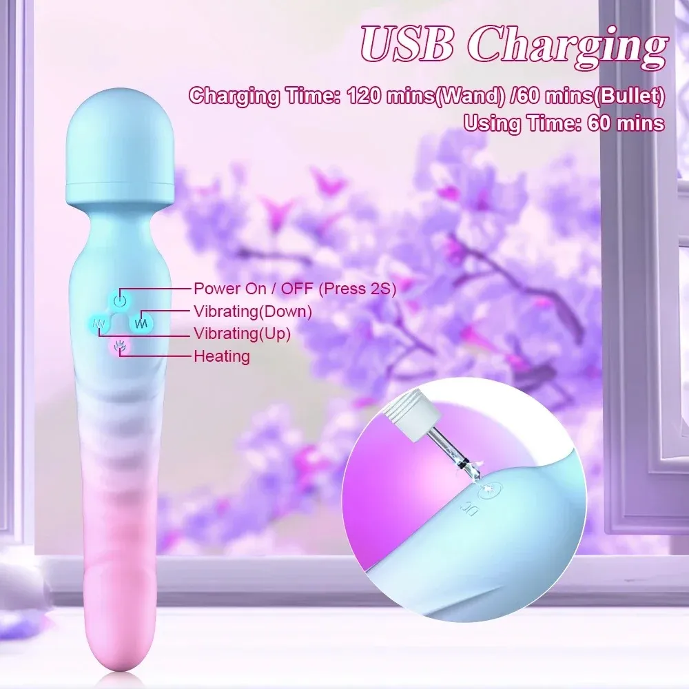 7-Frequency Zonal Control Dual-Head Heating AV Wand Vibrator