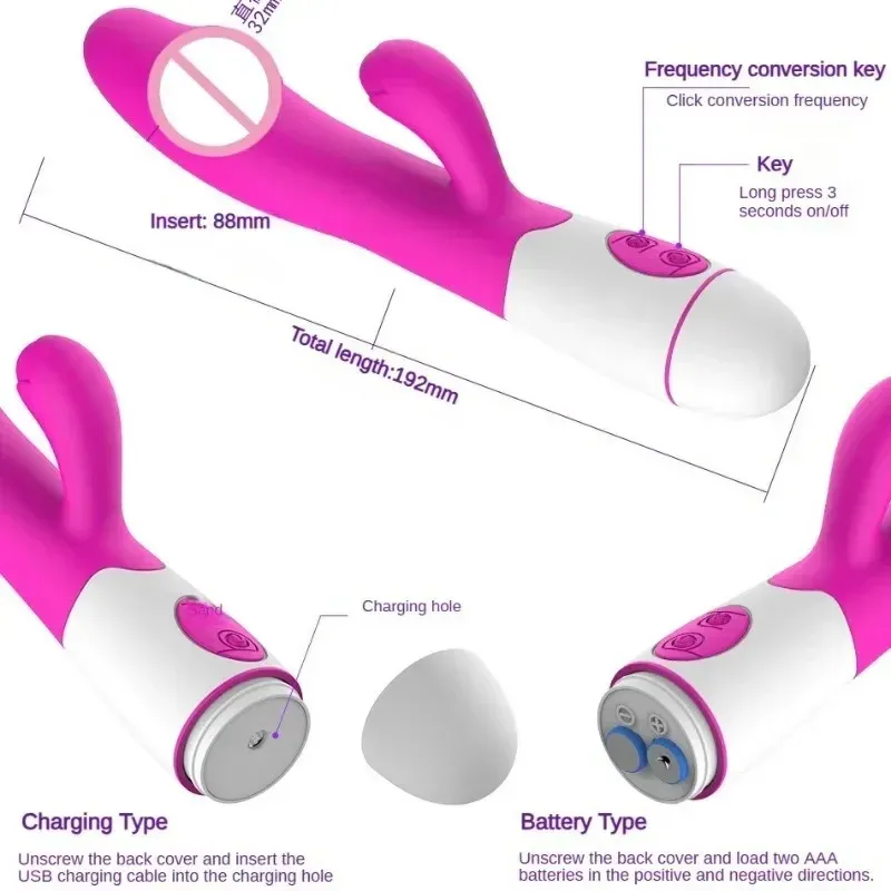 Battery-Powered Glans Head Dual G-Spot & Clitoral Vibrator