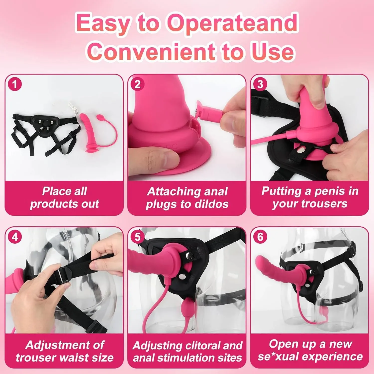 9 Frequencies APP Strap On Dildo With Anal Plug Harness Kit
