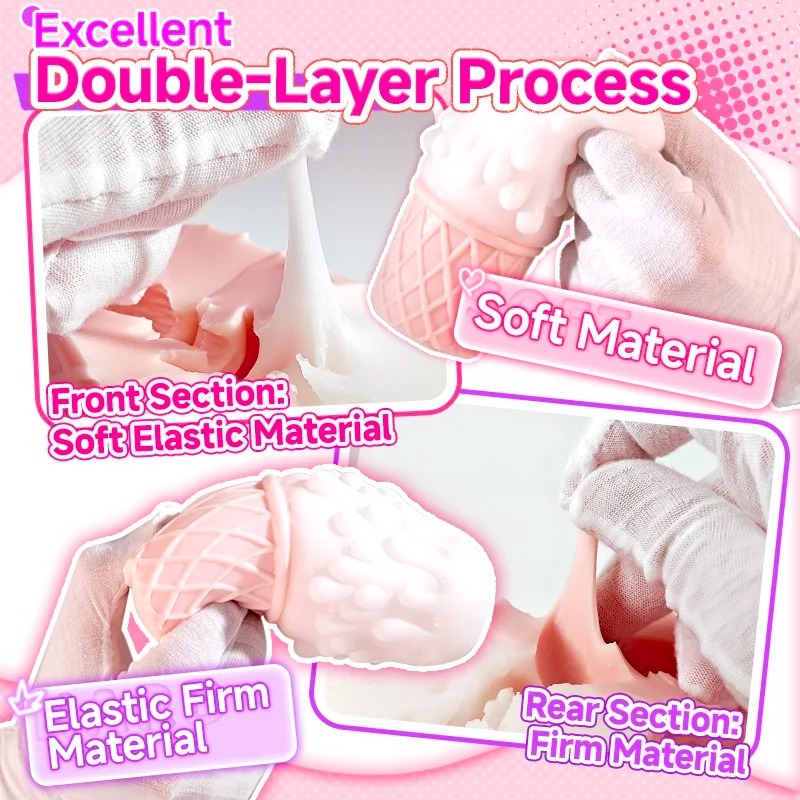 W5217未定价จิ๋มกระป๋อง โคนไอศกรีมเสมือนจริง ความเป็นส่วนตัว ออกแบบ 2 ส่วน วัสดุ TPE