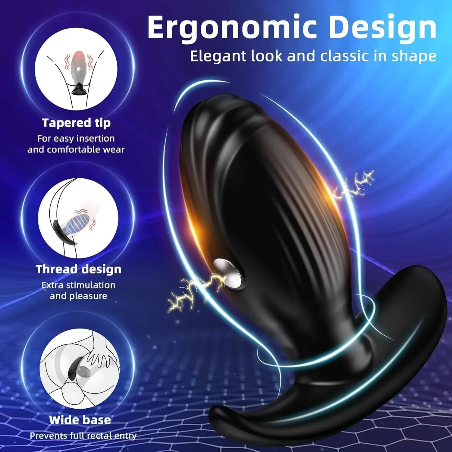 Wireless Remote Control Anal Plug 3-Level Pulse Shock