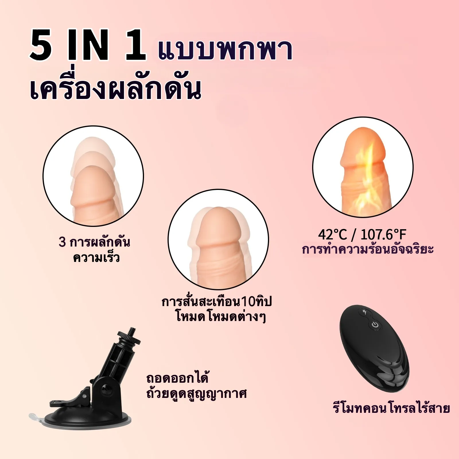 เครื่องดิลโด้ เครื่องเย็ดอัตโนมัติ มอเตอร์คู่ การสั่นแบบยืดหดหลายความถี่
