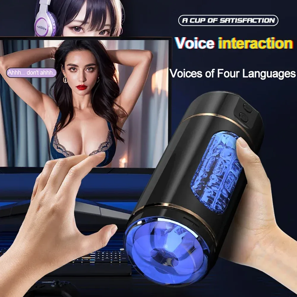 Press-Type Automatic Male Masturbator 4-Language Voice