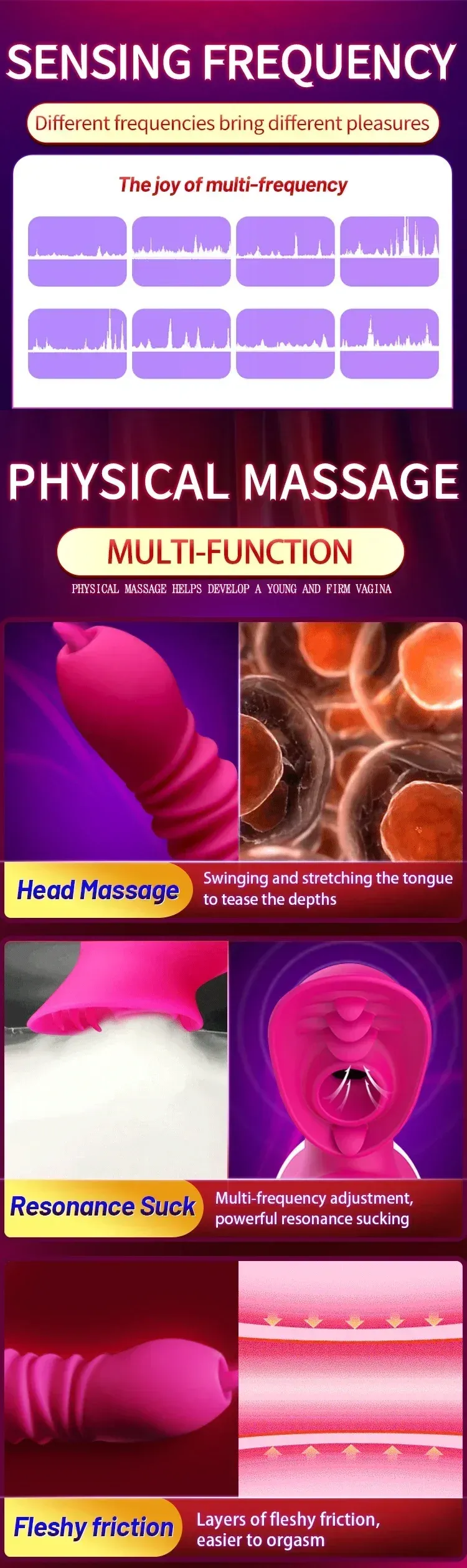 7 Frequencies & 7 Speeds Zonal Control Thrusting Stimulator