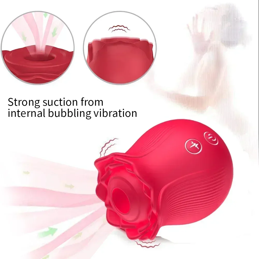 Rose Shaped 12 Suction Modes Clitoral Vibrator & Breast Toy