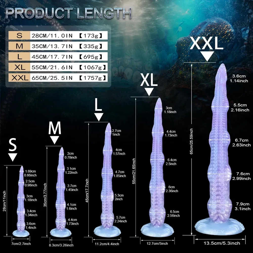 Liquid Silicone Light Blue Octopus Tentacle Fantasy Dildo