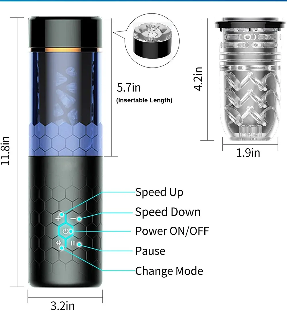 6 Thrusting + 3 Rotation Male Masturbator Bluetooth Connection