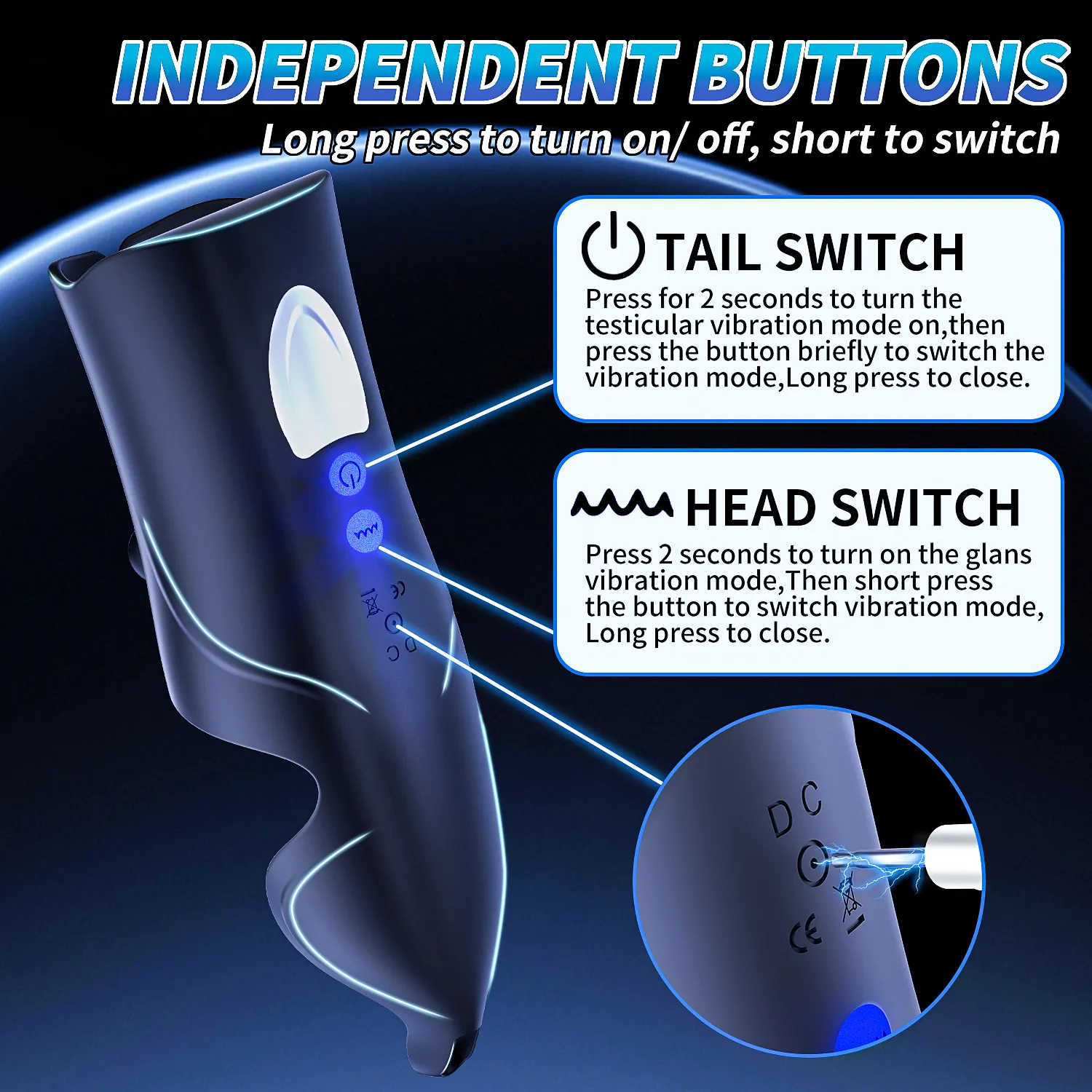3-In-1 10 Modes Male Masturbator Multiple Wearing Methods