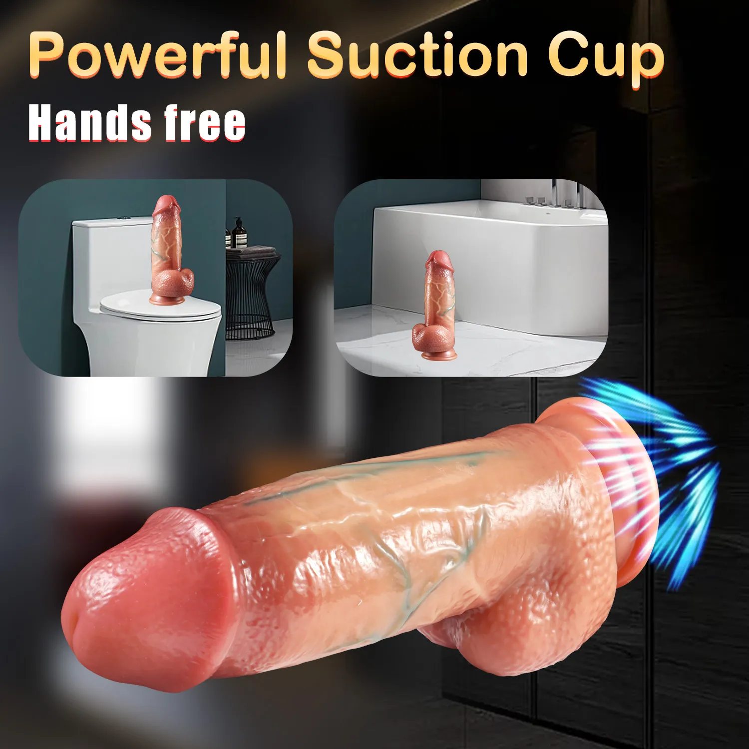 Skin Texture And Veins Thickened Realistic Dildo With Balls