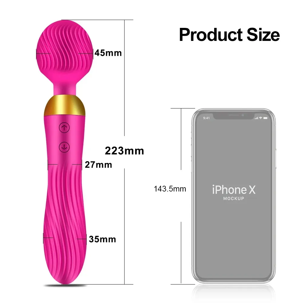 Dual-Head 18 Frequencies Bendable AV Wand Vibrator