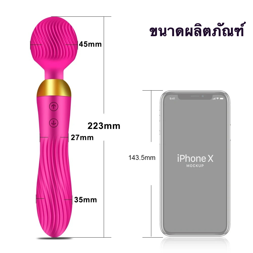 เครื่องนวดAV เครื่องยนต์คู่ ใช้ได้หลายฟังก์ชั่น 10 ระดับความสั่นสะเทือน ออกแบบผิวเกลียว ระบบไร้เสียงรบกวนขั้นสูง-sextoyfunny