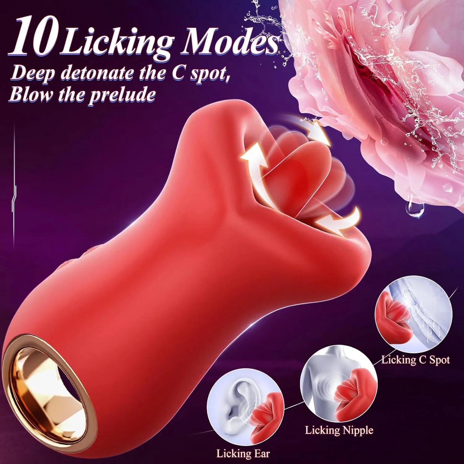 Vibration + Rotation + Tapping Licking Vibrator & Breast Toy