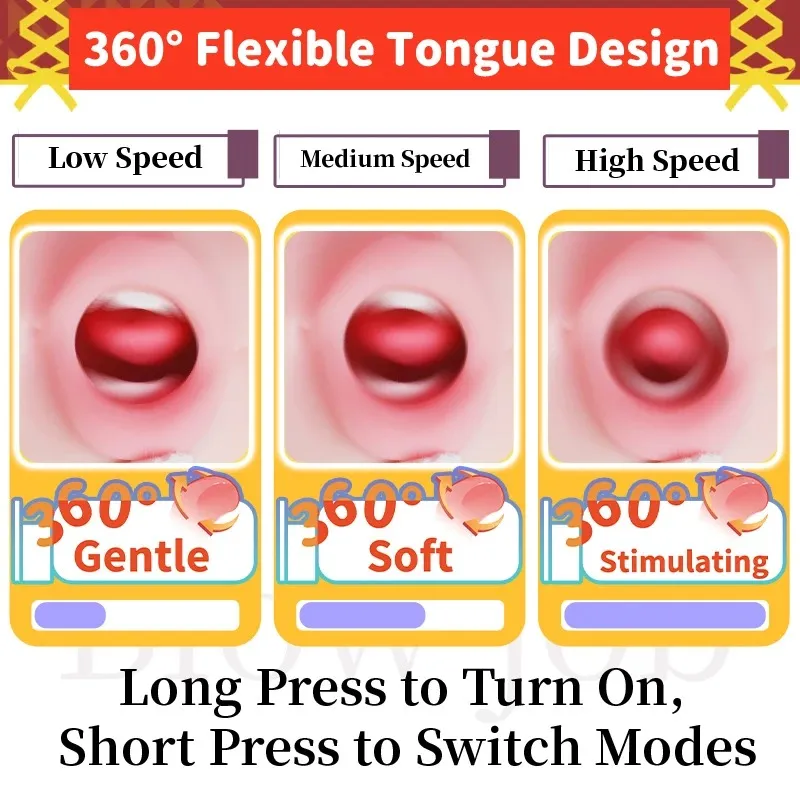 3D Flexible Tongue Mouth 3 Modes + 5 Speeds 768g