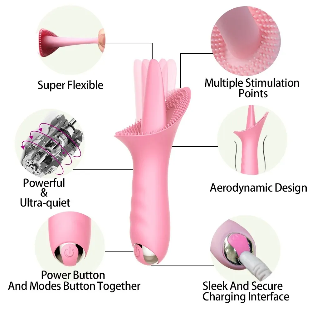 Wide-Swing Tongue Surrounding Bump Silicone Pad Vibrator