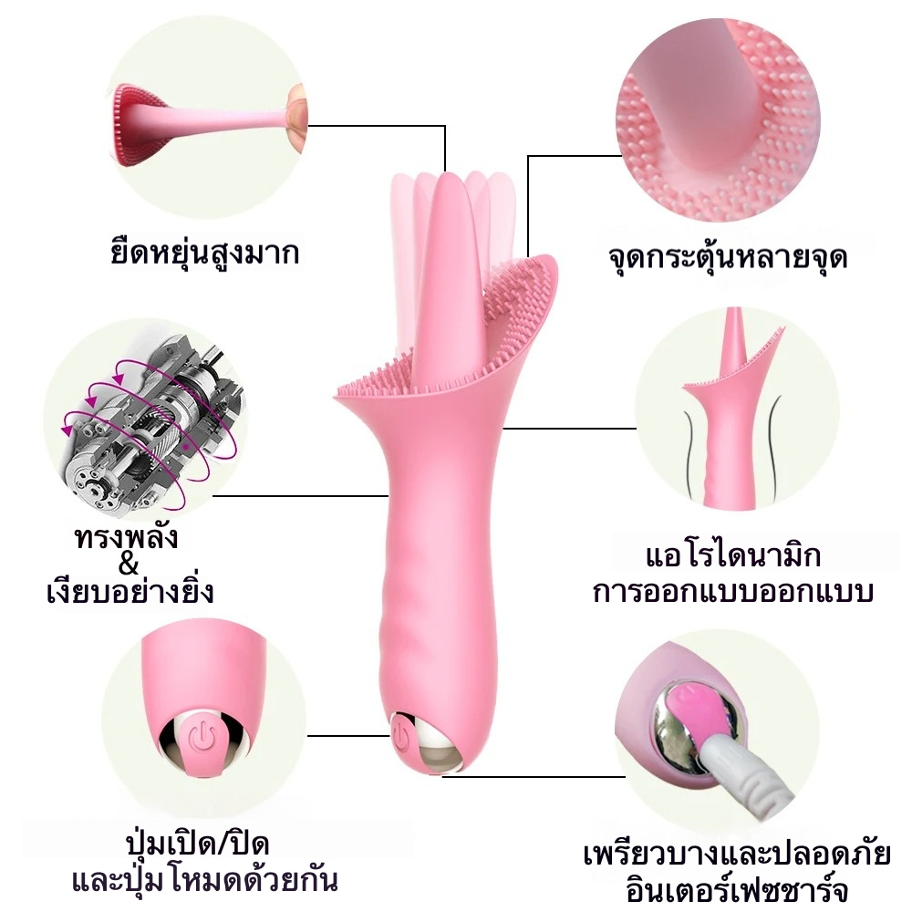 ลิ้นของเล่น การดูดของเล่น ของเล่นตบกระตุ้น 10 ความถี่แรงสั่นสะเทือนสุดเร่าร้อน สองลิ้นเลียปากกว้างโอบล้อม วัสดุซิลิโคนปลอดภัย กันน้ำระดับ IPX4-sextoyfunny