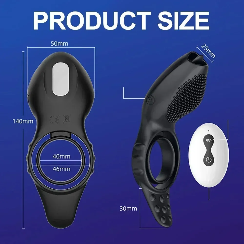 Couple 3-In-1 Tongue Remote Control Vibrator With Cock Ring