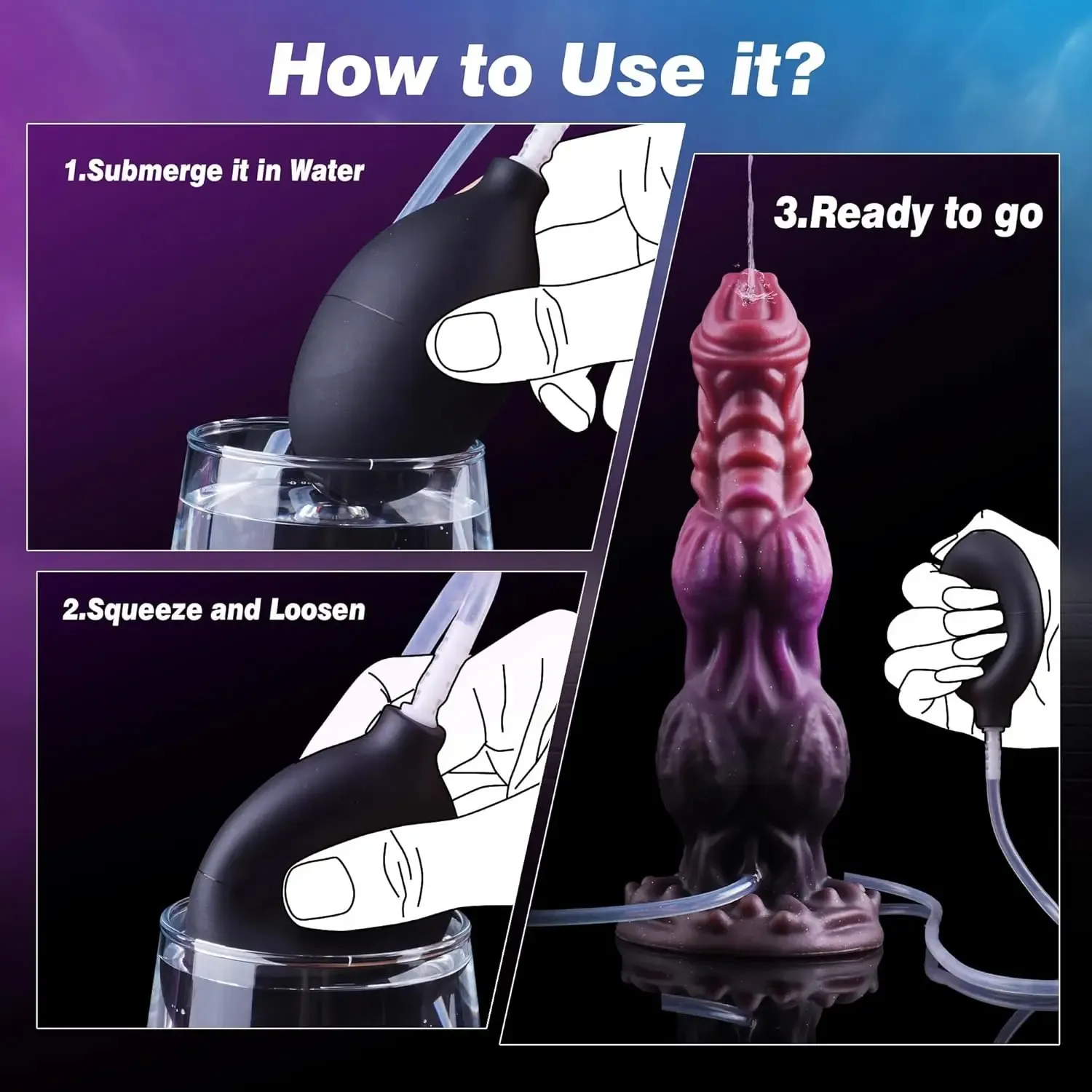 Three-Section Ejaculatable Fantasy Dildo With Suction Cup