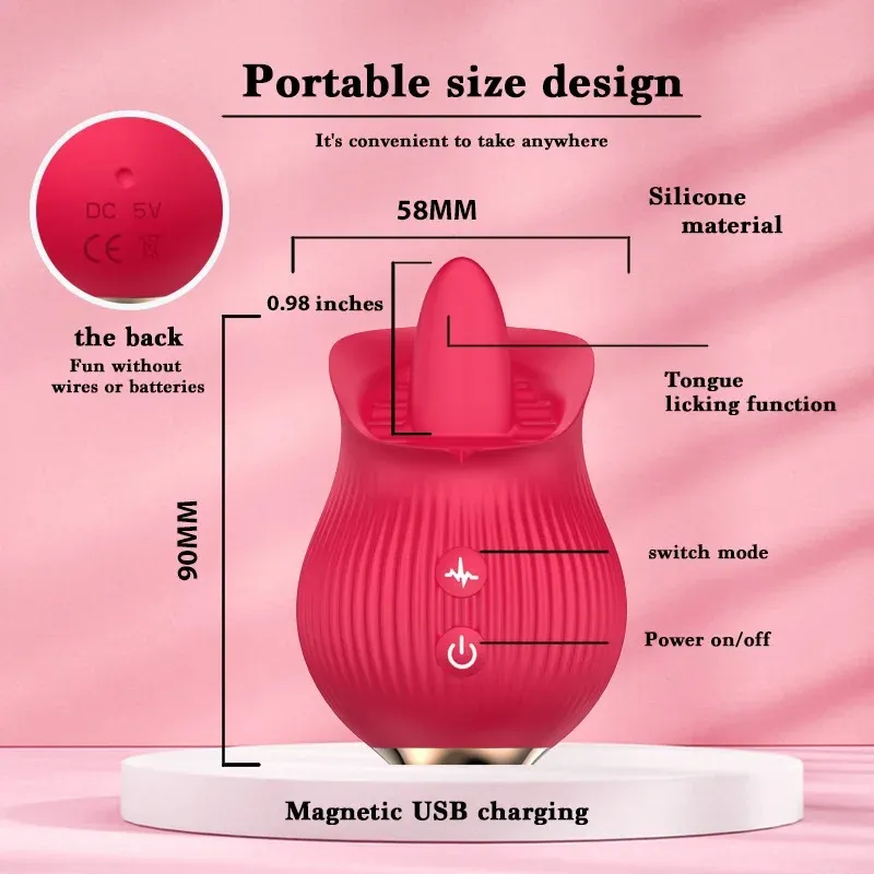 Rose Shaped 12 Licking Modes Clitoral Vibrator & Breast Toy