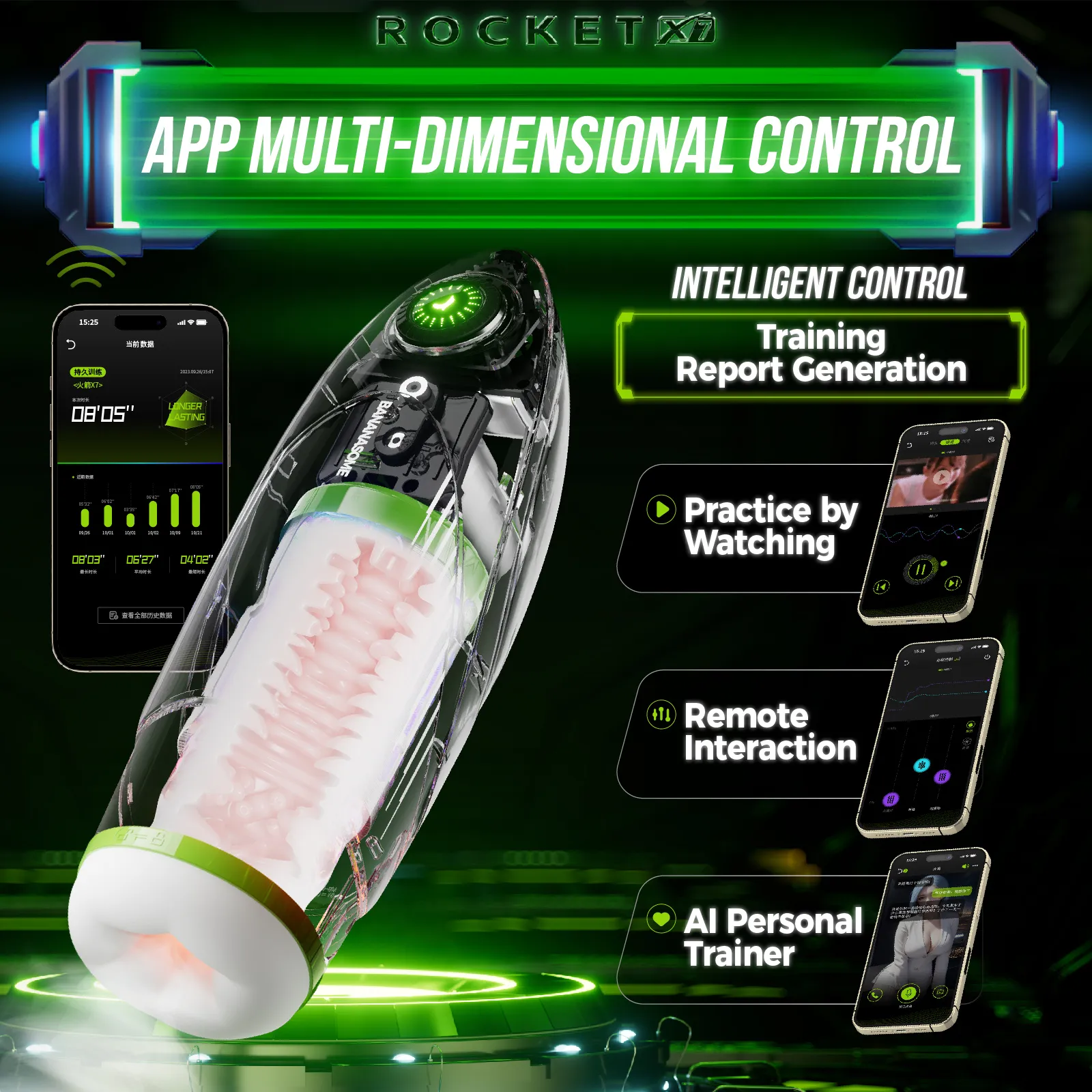 Dual Motors + Smart Chip APP Masturbator Surround Heating