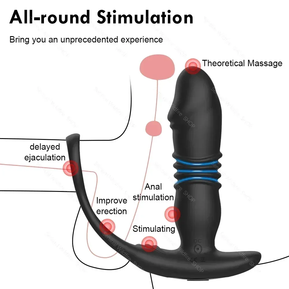 ของเล่นประตูหลัง เครื่องนวดต่อมลูกหมาก ยืดหด+ระบบสั่น หลายระดับการปรับ