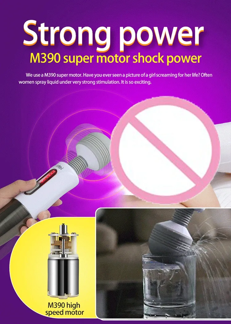 LETEN 5 Vibration Modes 6 Pulse Current Levels Wand Vibrator