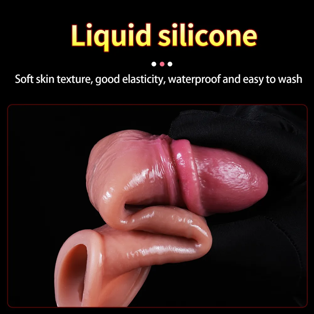 Liquid Silicone Integrated Cock Ring Bionic Penis Sleeve