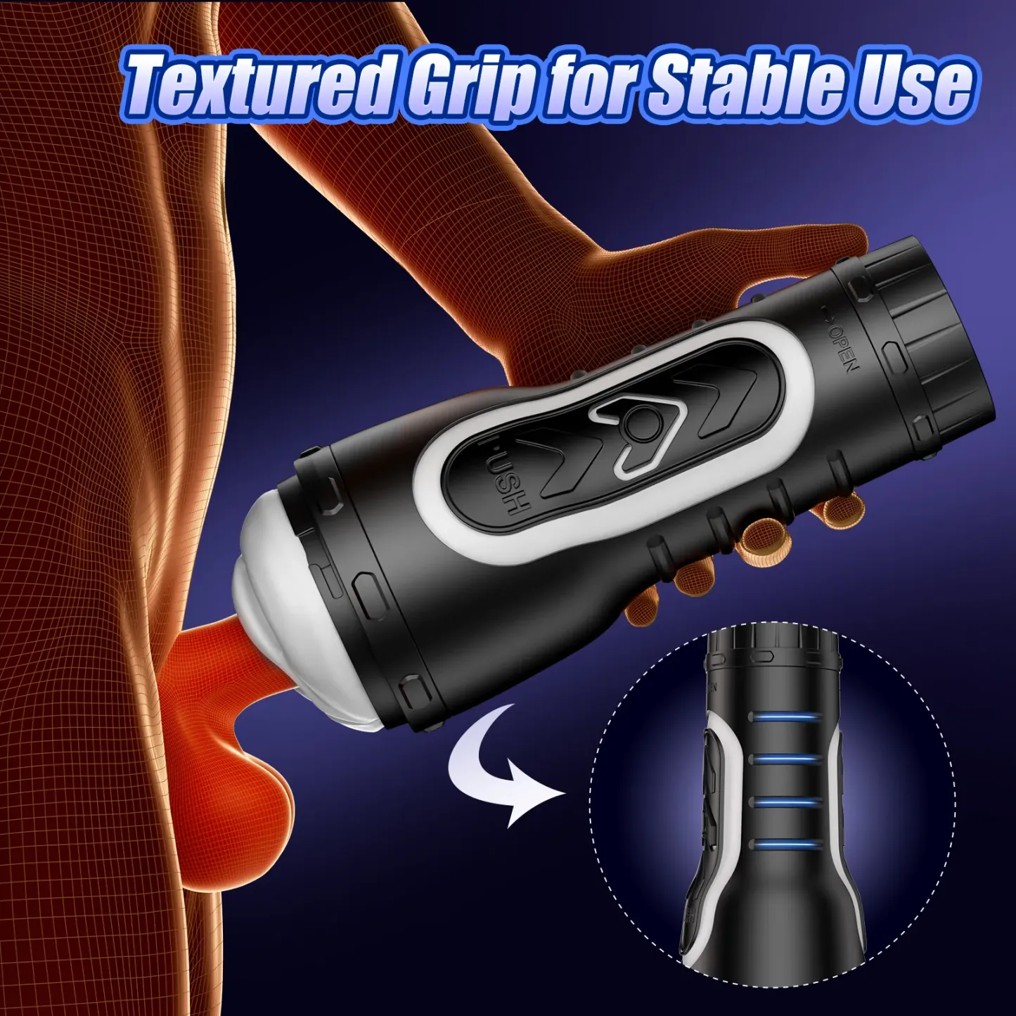 Split-Type Open-Close Vibarting Male Masturbator Dual Engines