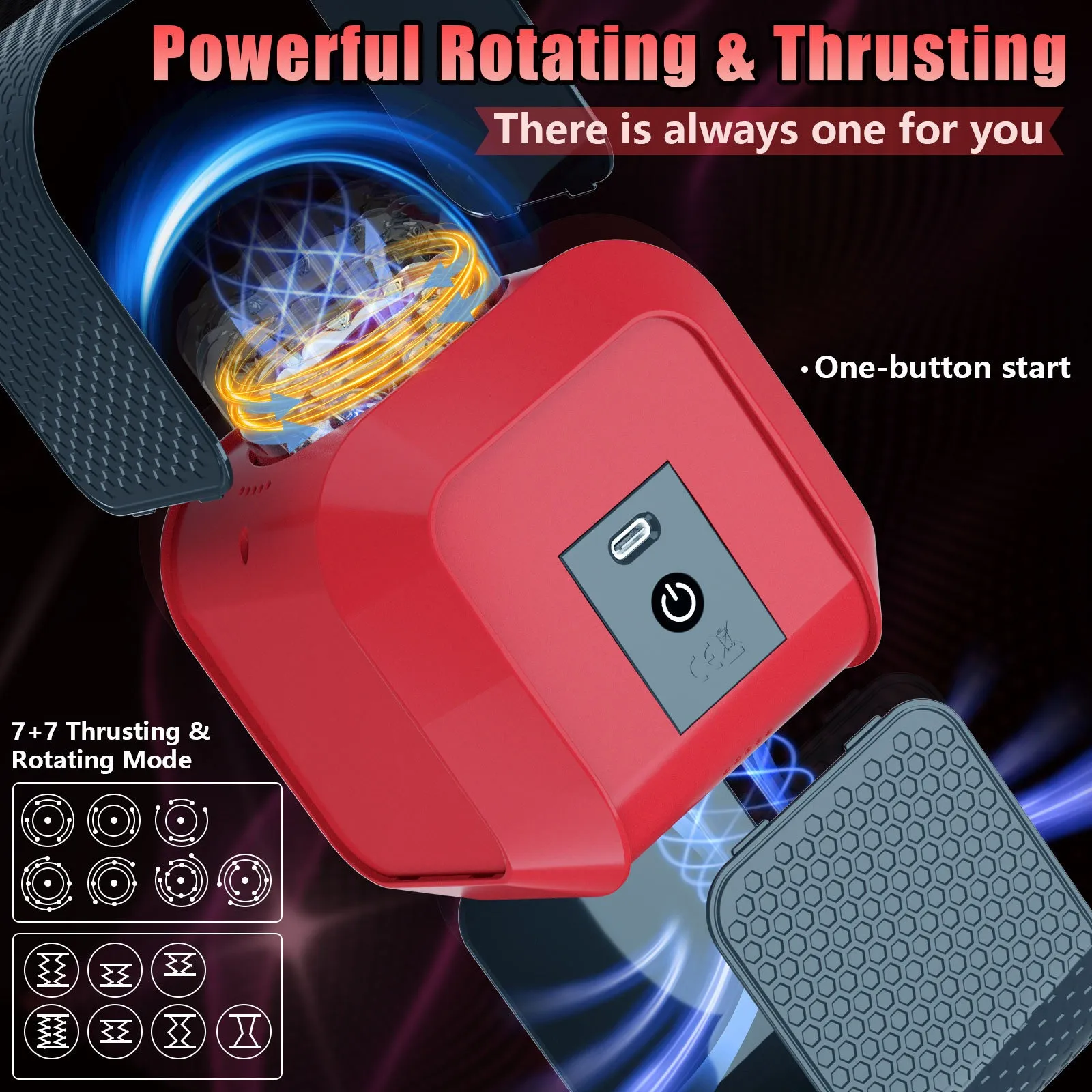 7 Thrusting + 7 Rotation Male Masturbator Speaker Shape