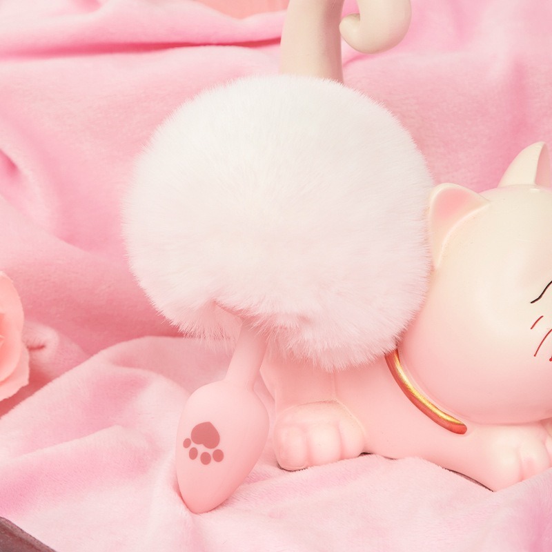 W0615 ปลั๊กทวาร หางปรับยาว-สั้นได้ วัสดุซิลิโคน+ผ้าขนสัตว์ ดีไซน์กระทัดรัดพกพาสะดวก|XQ