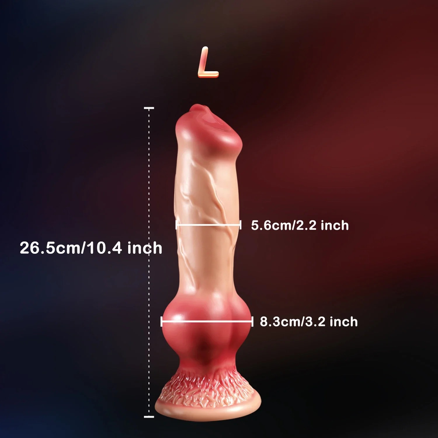 Flesh And Red Colored Silicone Dog Dildo 3 Sizes Available