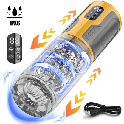 ถ้วยอัตโนมัติ 7 ความถี่การสั่น 7 ความถี่การยืดหด โหมดปะทุด้วยการกดครั้งเดียว ยางยืดหยุ่นสองชั้น ห่อหุ้มแนบสนิท 360 องศา|Toyshcool-sextoyfunny