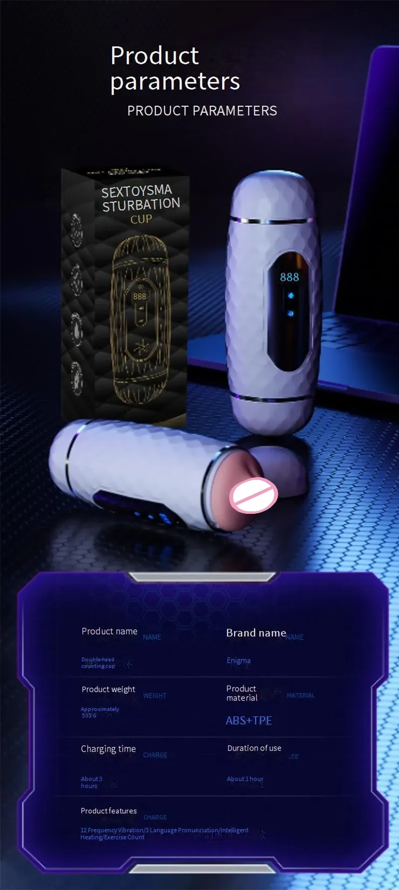 Realistic Vagina Heating Male Masturbator Dual Timing System