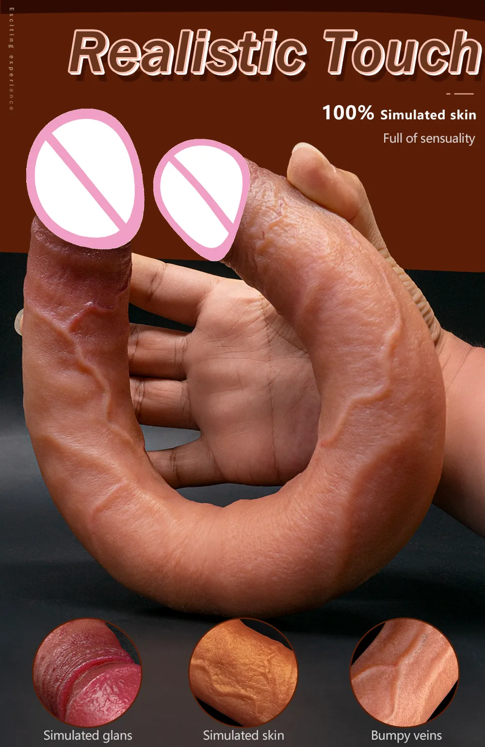 Extra-Long Bendable Dual-Head Lesbian Realistic Dildo