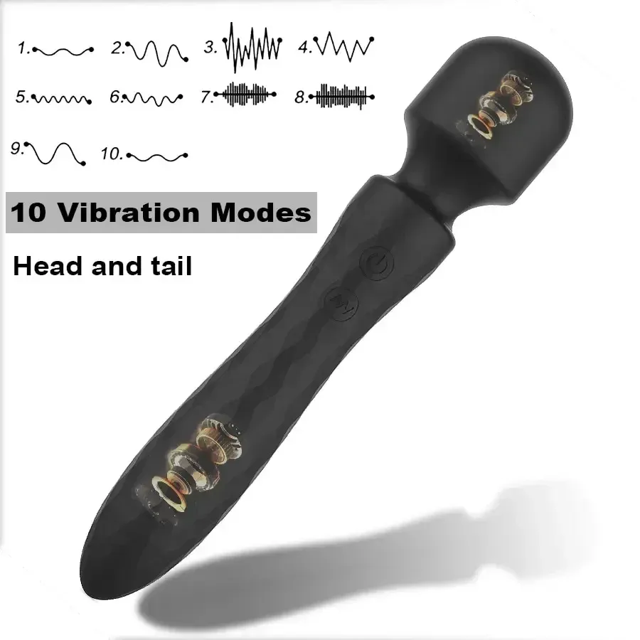 10 Frequencies Dual-Head Seamless Body AV Wand Vibrator