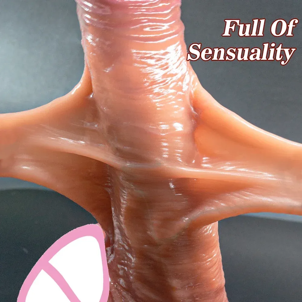 Double-Layer Liquid Silicone Stretchable Realistic Dildo