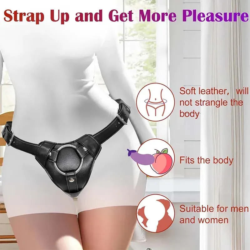 ชุดเซท BDSM กางเกงสวมใส่หนัง ช่วยติดตั้งอุปกรณ์เทียม วัสดุPU