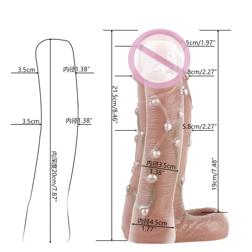 ปลอกเพิ่มขนา ออกแบบสมจริงสูง เส้นเลือดโปน ระบบล็อกน้ำเชื้อ มีให้เลือกสีเนื้อและสีดำ วัสดุซิลิโคนแพลตินัม-sextoyfunny
